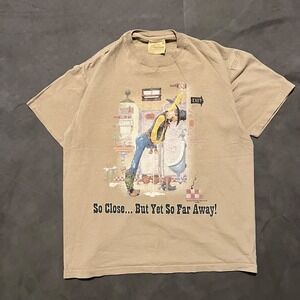 Vintage Drunk Cowboy T Shirt Mens Size M Brown Y2K Funny Joke Humor Comic USA